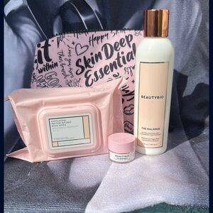 BeautyBio Skincare Set with Pink and White Cleanser